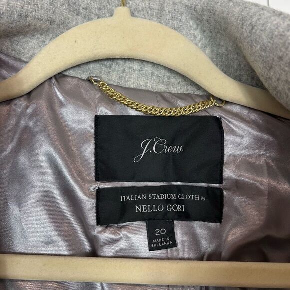 J. Crew Cocoon Coat Womens Sz 20 Gray Italian Stadium Cloth Wool Blend Full Zip - Picture 5 of 16